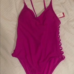 Hot pink one piece bathing suit